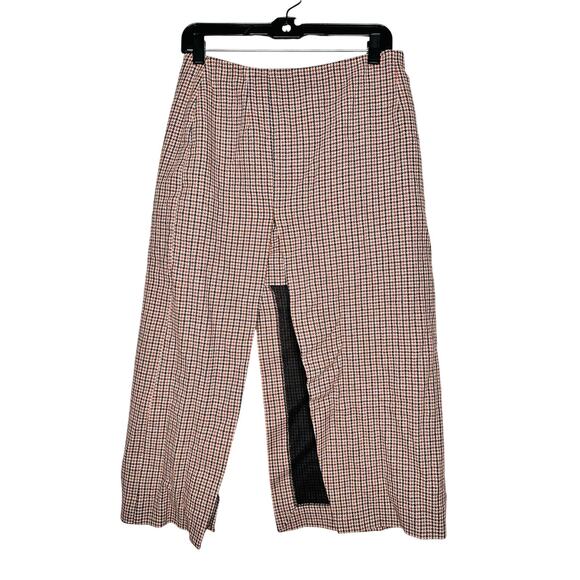 MAJE Jaisa Brown Plaid Wool Blend Front Back Slit Edgy Pencil Skirt Size US 8 - Picture 6 of 16